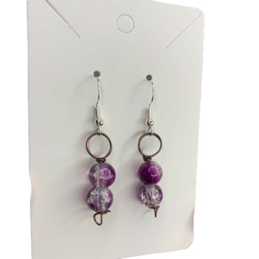 Purple seaglass handmade earrings